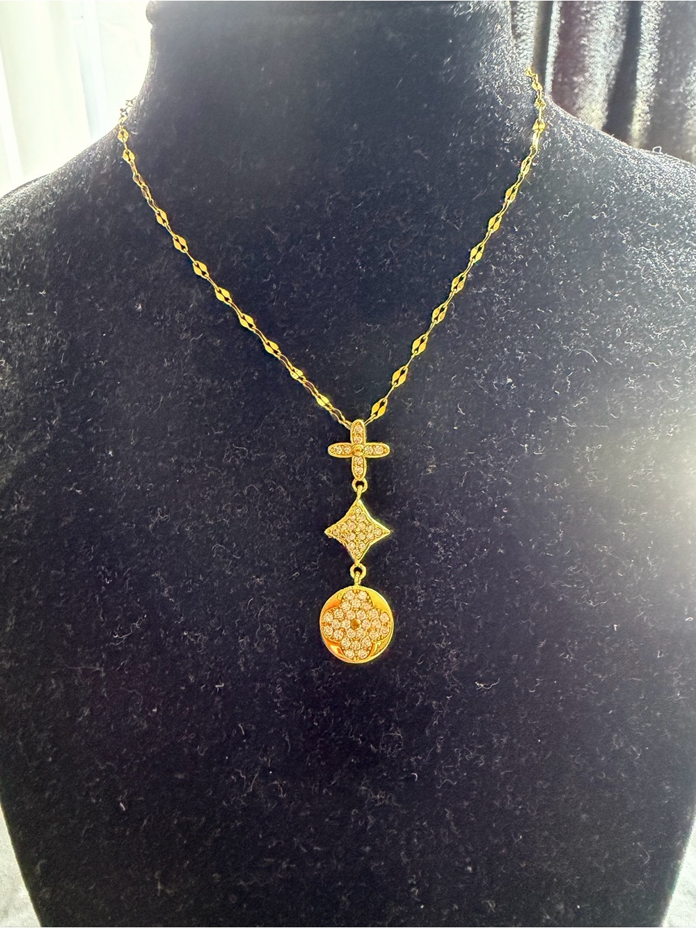 Gold Filled Pendant Necklace with Pavé Accent - Women Jewelry